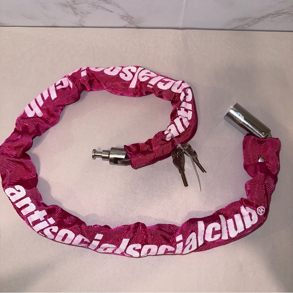 Anti Social Social Club Pink Skid Bike Lock w/ Keys NEW Authentic